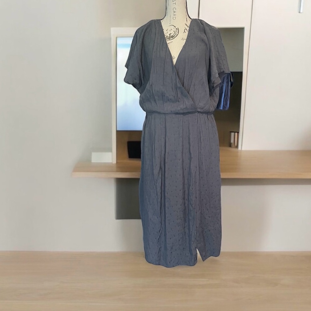 Gentle Fawn Primitive women’s dress SZ LG deep grey V neck lagenlook NWT